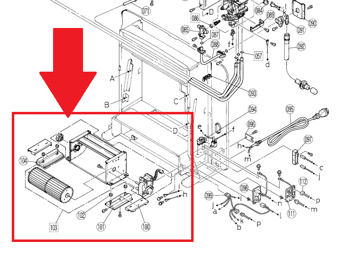 Rinnai Granada REH 252 & Rinnai Titan REH 151 model Gas Heater Fan