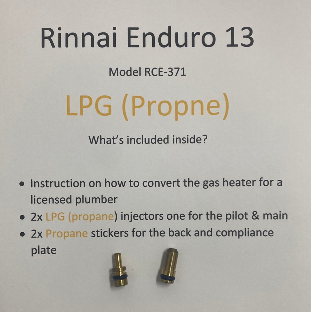 Rinnai Enduro 13 Conversion Kits Natural Gas Or LPG Propane RCE371