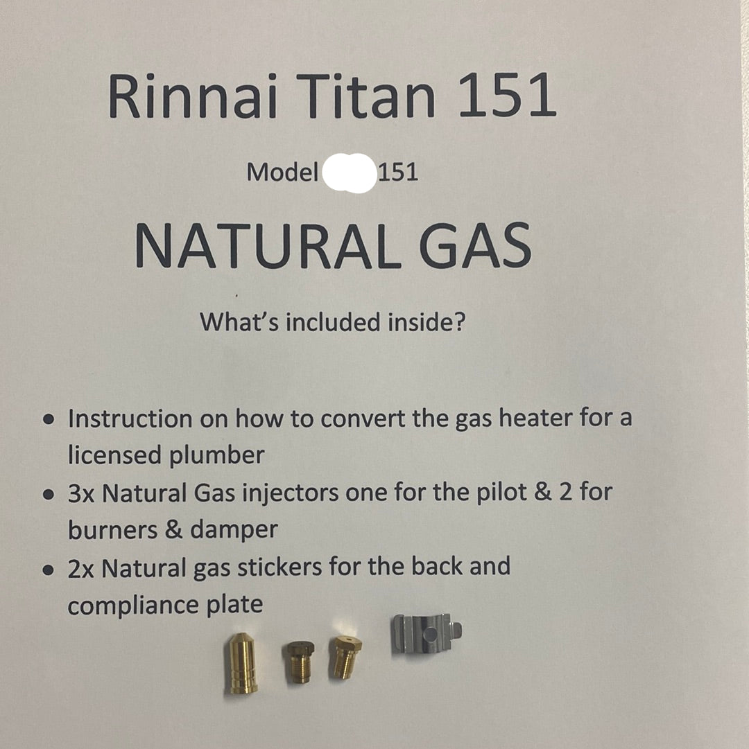Rinnai Titan REH 151 Conversion kit Natural Gas & Lpg Propane RCE151