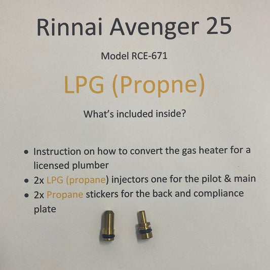 Rinnai Avenger 25 Conversion Kits Natural Gas Or LPG Propane RCE671